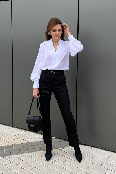 Белая шифоновая блуза с объемным рукавом i3i Fashion 200/1 белый - фото 2