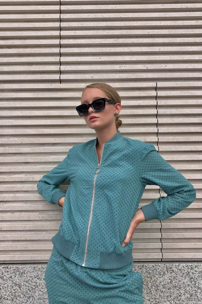 Демисезонный костюм бомбер с брюками и карманами i3i Fashion 400/1 мята - фото 2