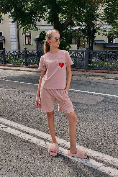 Летний комплект футболка с карманом и шорты i3i Fashion 402/1 бежевый - фото 4