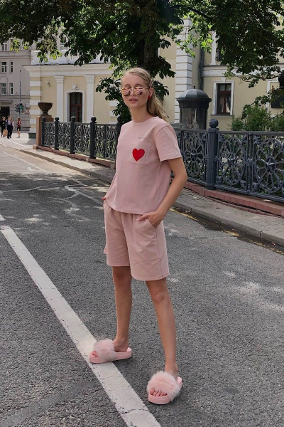 Летний комплект футболка с карманом и шорты i3i Fashion 402/1 бежевый - фото 2