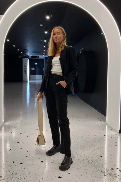 Чердый жакет на подкладке с прорезными карманами i3i Fashion 403/1 черный - фото 3