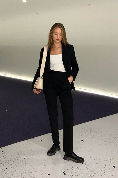 Чердый жакет на подкладке с прорезными карманами i3i Fashion 403/1 черный - фото 2