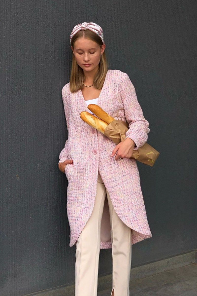 Кардиган на подкладке прямого силуэта с карманами и пуговицами i3i Fashion 502/1 розовый - фото 3