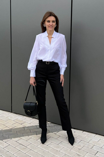 Черные прямые брюки из текстиля с карманами i3i Fashion 600/1 черный - фото 2