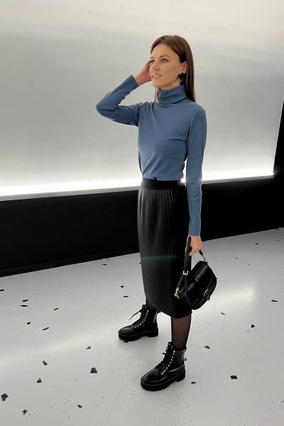 Джемпер трикотажный с воротником для демисезона i3i Fashion 601/1 синий - фото 2