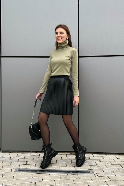 Джемпер зеленый с воротником и длинным руковом i3i Fashion 601/2 оливка - фото 3