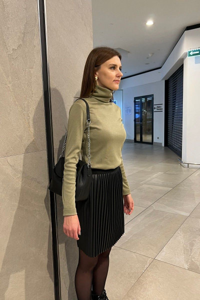 Джемпер зеленый с воротником и длинным руковом i3i Fashion 601/2 оливка - фото 2