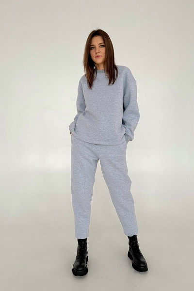 Комплект из свободного джемпера и брюк с карманами в боковых швах i3i Fashion 404/2 серый_меланж - фото 1
