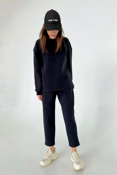 Стильный комплект джемпера и брюк с длинными рукавами и карманами i3i Fashion 404/3 черный - фото 2