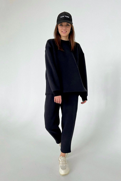 Стильный комплект джемпера и брюк с длинными рукавами и карманами i3i Fashion 404/3 черный - фото 1