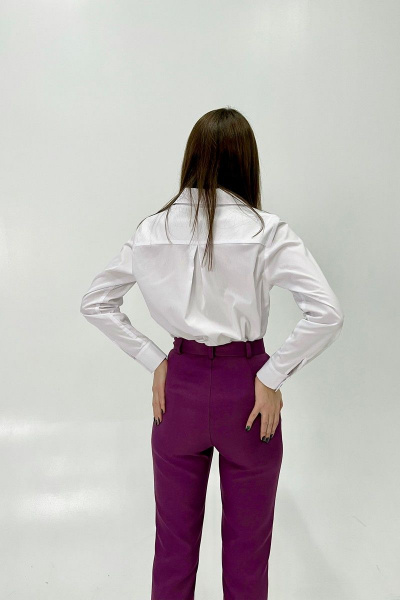 Классическая белая блузка-рубашка с декоративными пуговицами i3i Fashion 201 белый - фото 4