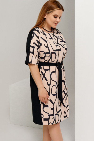 Летнее платье с карманами и поясом из трикотажа Панда 128080w черный - фото 6