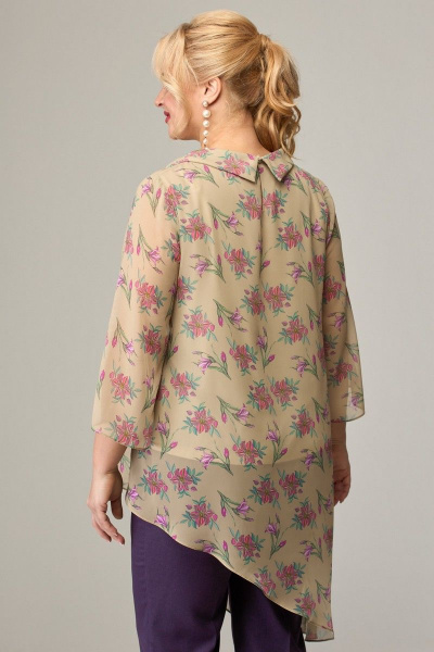 Нежная шифоновая блуза с завязками и асимметричным кроем Angelina & Сompany 792 - фото 4