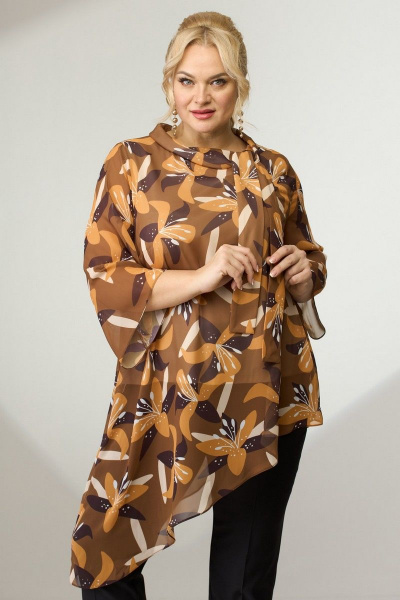 Элегантная удлиненная блуза из шифона с асимметричным низом Angelina & Сompany 797 - фото 2