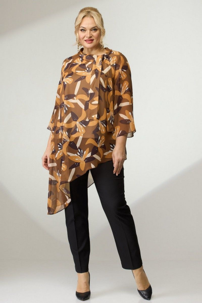 Элегантная удлиненная блуза из шифона с асимметричным низом Angelina & Сompany 797 - фото 3