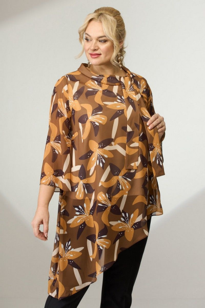 Элегантная удлиненная блуза из шифона с асимметричным низом Angelina & Сompany 797 - фото 1