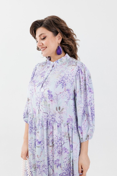 Оверсайз платье длинное с длинным спинког и сборками Anelli 1312 лаванда - фото 6