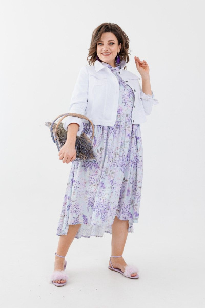 Оверсайз платье длинное с длинным спинког и сборками Anelli 1312 лаванда - фото 5