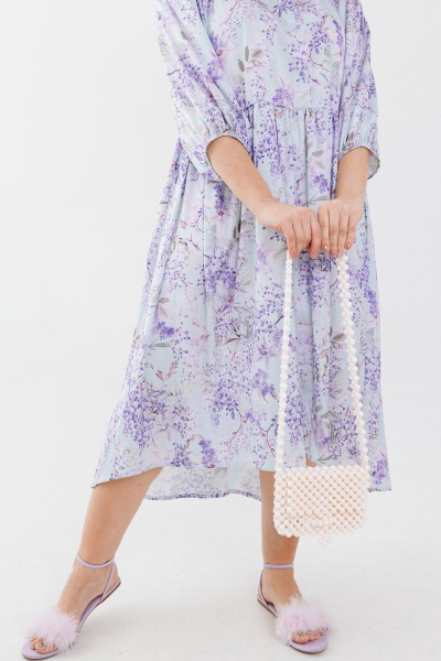 Оверсайз платье длинное с длинным спинког и сборками Anelli 1312 лаванда - фото 4