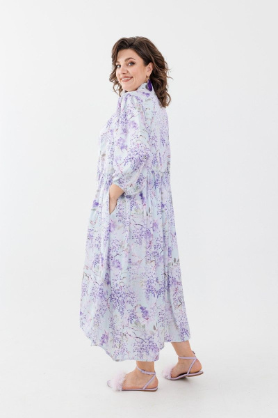 Оверсайз платье длинное с длинным спинког и сборками Anelli 1312 лаванда - фото 3