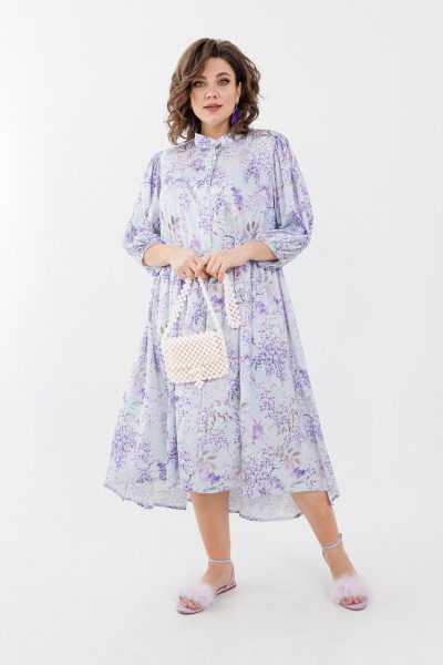 Оверсайз платье длинное с длинным спинког и сборками Anelli 1312 лаванда - фото 2