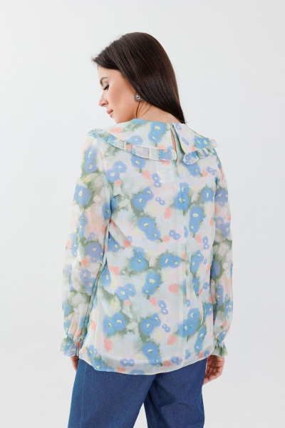 Блуза свободного кроя с рюшей и отложным воротником Anelli 1268 мозаика - фото 4