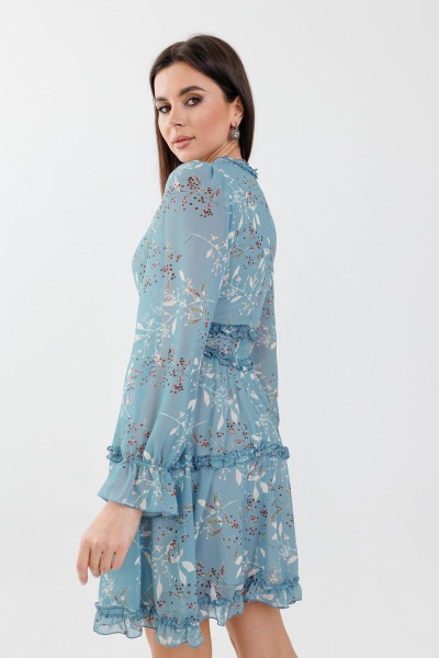 Платье приталенное с рюшами и декорированным лифом для любой фигуры Anelli 1026 атлантида - фото 5