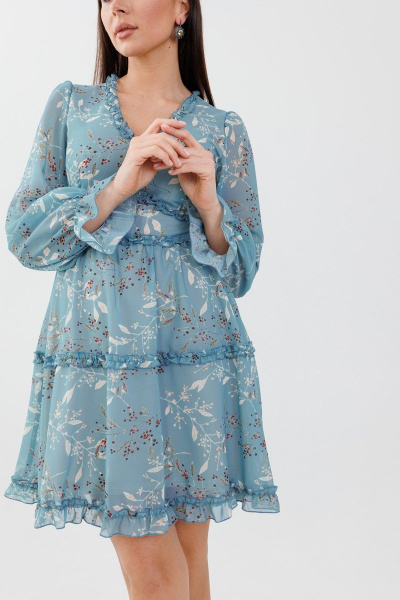 Платье приталенное с рюшами и декорированным лифом для любой фигуры Anelli 1026 атлантида - фото 3