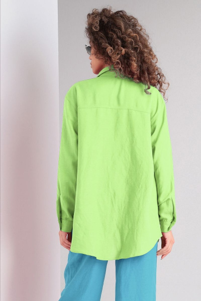 Зеленая льняная рубашка с накладными карманами DOGGI 080/1 лайм - фото 3