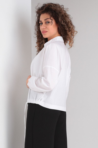 Белая льняная блузка с кулиской и сборками DOGGI 092/1 белый - фото 4