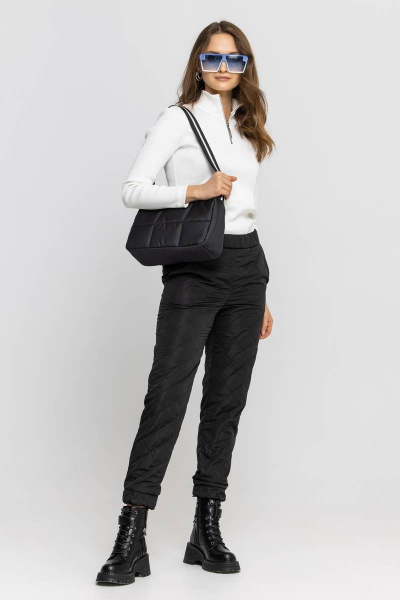 Демисезонные брюки из плащёвой ткани для делового стилЯ Domna 12107 черный(170) - фото 7