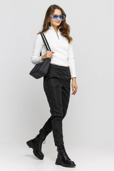 Демисезонные брюки из плащёвой ткани для делового стилЯ Domna 12107 черный(170) - фото 1