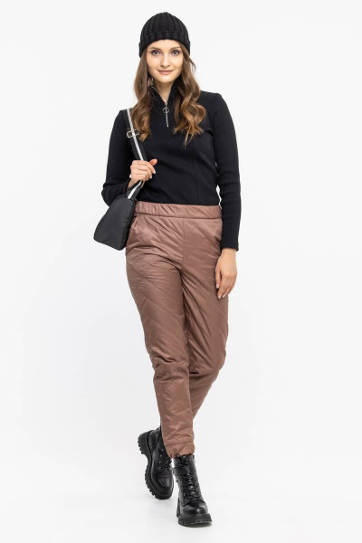 Демисезонные бежевые брюки из плащёвой ткани Domna 12107 темно-бежевый(170) - фото 10