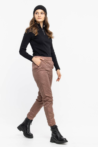 Демисезонные бежевые брюки из плащёвой ткани Domna 12107 темно-бежевый(170) - фото 6