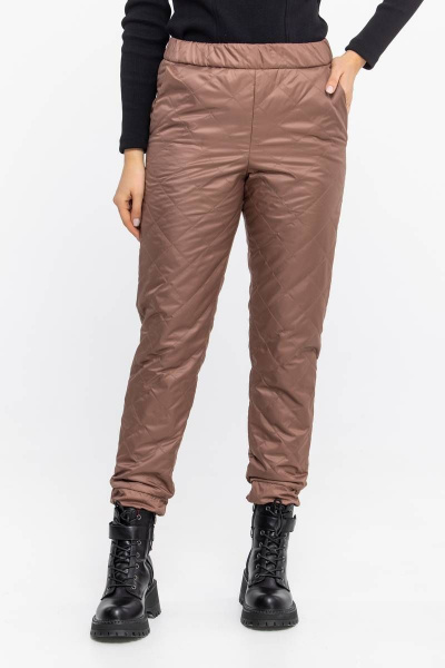 Демисезонные бежевые брюки из плащёвой ткани Domna 12107 темно-бежевый(170) - фото 2