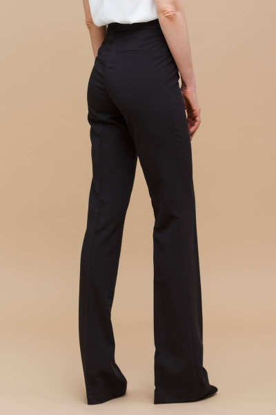 Клёш брюки с высокой талией из текстиля на каждый день Domna 12094 черный(170) - фото 2