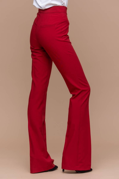 Красные клёш брюки с высокой талией из текстиля Domna 12094 темно-красный(170) - фото 3
