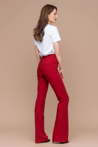 Красные клёш брюки с высокой талией из текстиля Domna 12094 темно-красный(170) - фото 7