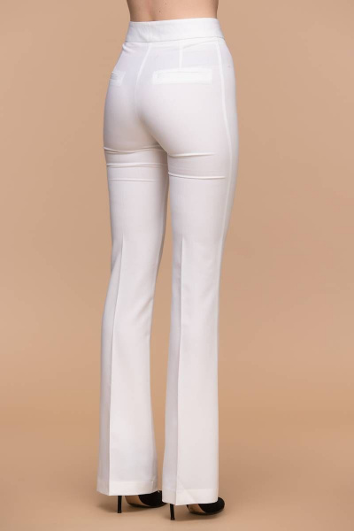 Белые клёш брюки с высокой талией из текстиля Domna 12094 молочный(170) - фото 3