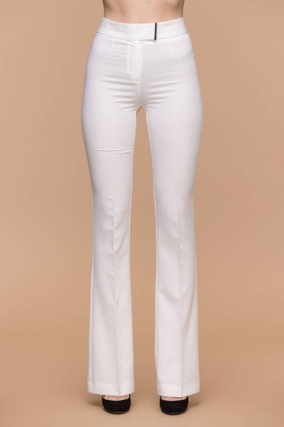 Белые клёш брюки с высокой талией из текстиля Domna 12094 молочный(170) - фото 2