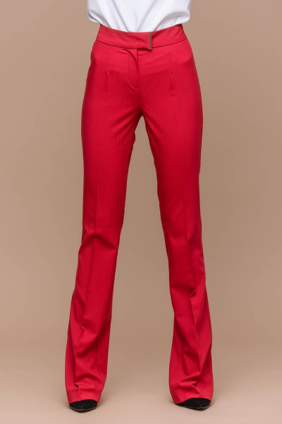 Красные клёш брюки из текста для делового образа Domna 12094 красный(164) - фото 2