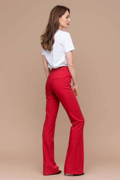 Красные клёш брюки из текста для делового образа Domna 12094 красный(164) - фото 7