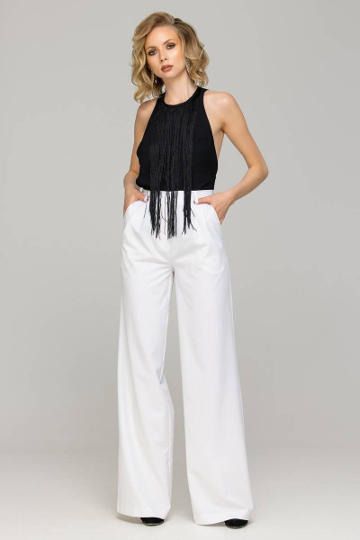 Белые брюки из текстиля для делового дневного стиля Domna 12102 белый(164) - фото 8