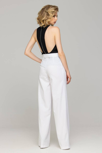 Белые брюки из текстиля для делового дневного стиля Domna 12102 белый(164) - фото 2