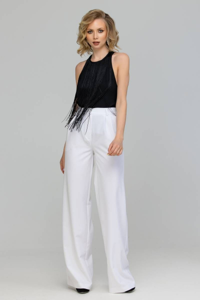 Белые брюки из текстиля для делового дневного стиля Domna 12102 белый(164) - фото 6