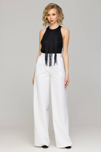 Белые брюки из текста для делового повседневного образа Domna 12102 белый(170) - фото 5
