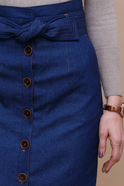 Юбка синяя из текстиля для повседневного образа Domna 71105 темно-синий(164) - фото 5