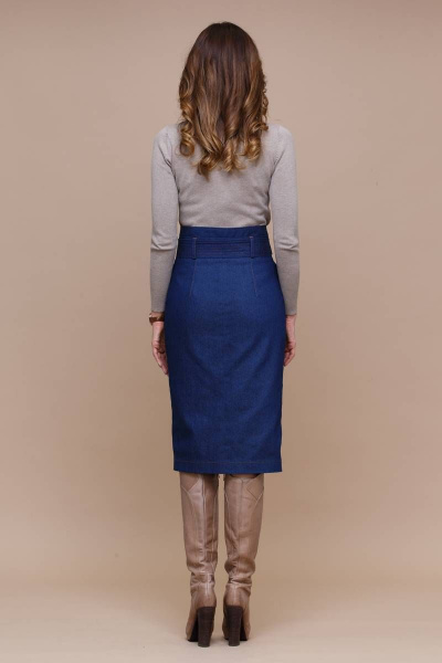 Юбка синяя джинсовая в деловом стиле с длиной миди Domna 71105 темно-синий(170) - фото 4