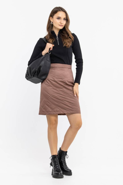 Юбка черная из плащевой ткани с классическим стилем Domna 71118 темно-бежевый(170) - фото 4