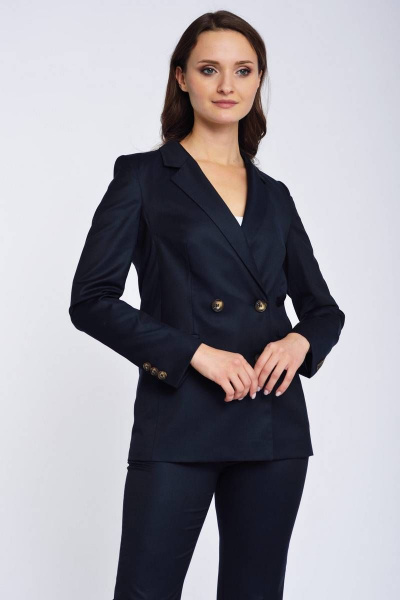 Брюки и жакет серый из вискозы для повседневных образов Domna 16063 синий(170) - фото 2